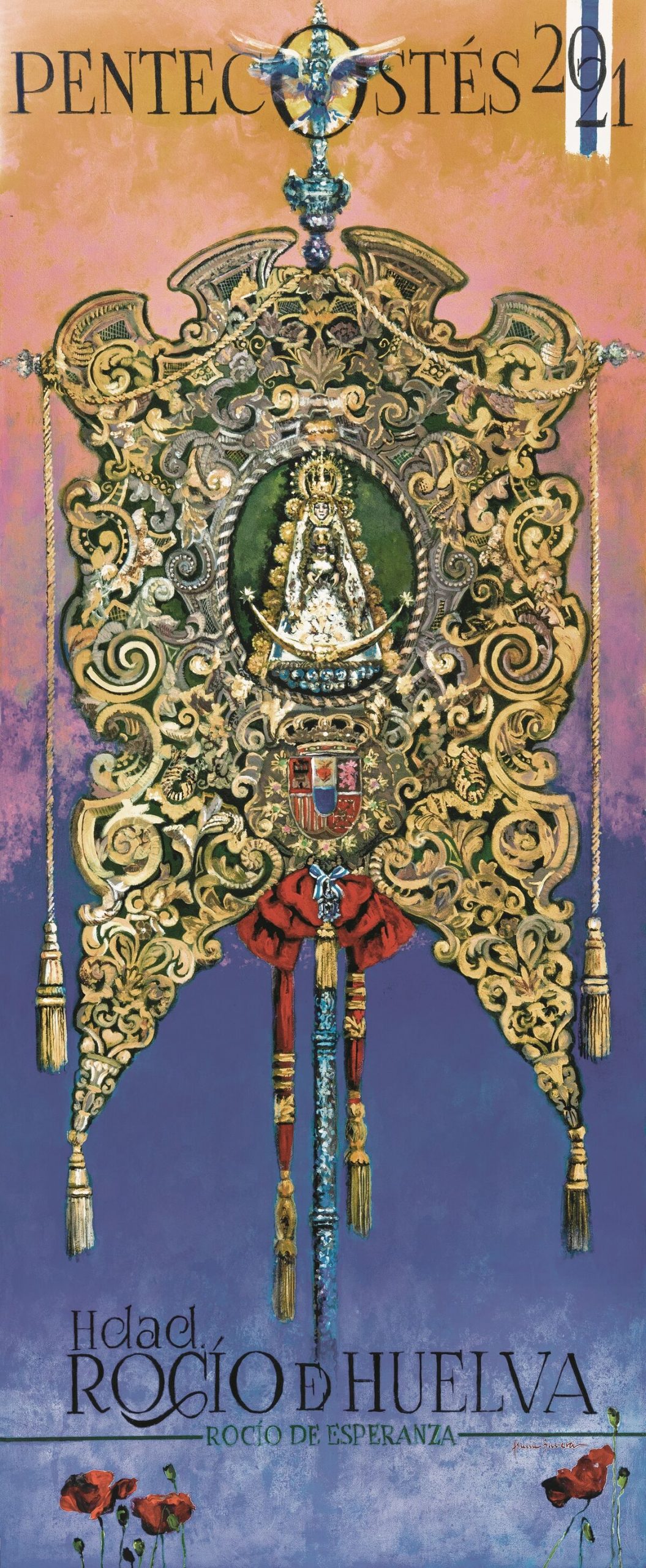 El Simpecado protagoniza el cartel de la Hermandad de Huelva