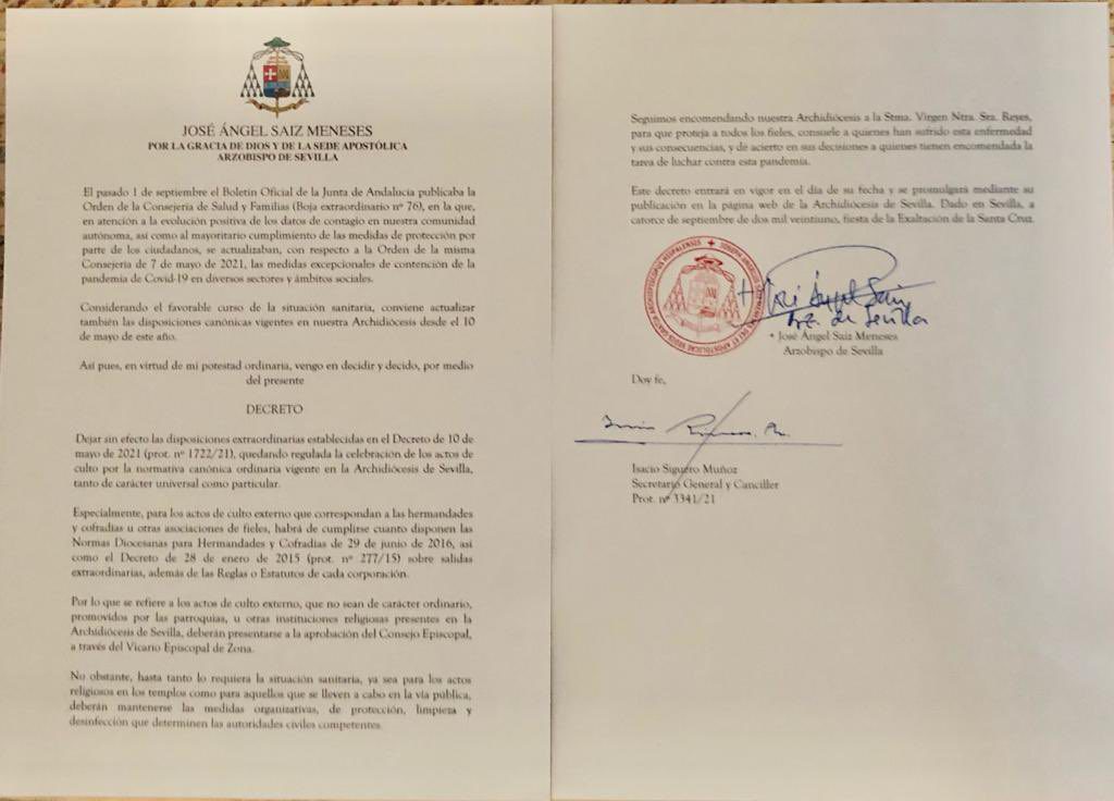 E PN7IuX0AIpMHa Los Obispos del Sur emiten una nota conjunta sobre la restitución del culto público en Andalucía
