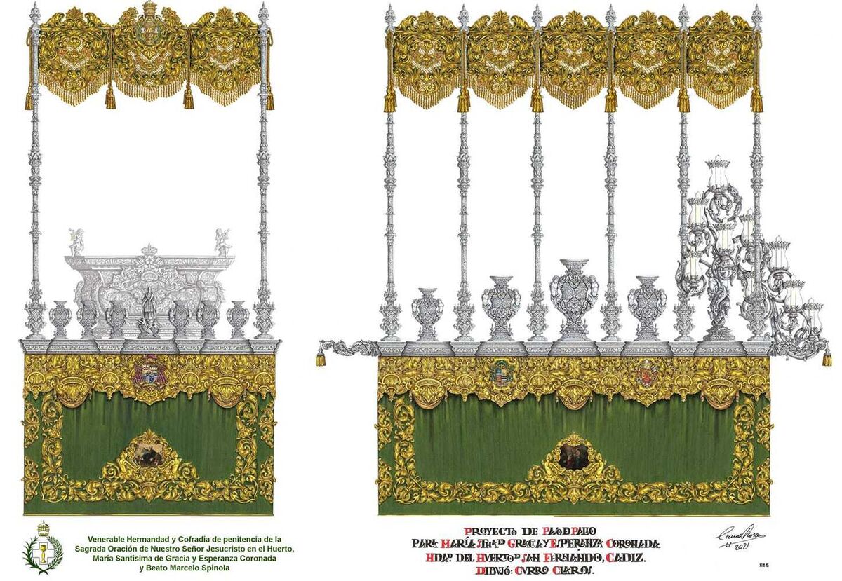 Se presenta el Palio para la hermandad del Huerto de San Fernando para Gracia y Esperanza