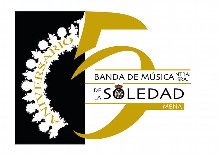 Logo del V Aniversario de la Banda de Música Nuestra Señora de la Soledad de Mena de Málaga