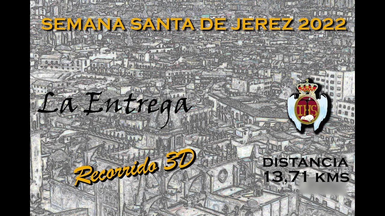 Itinerario en 3D de la Hermandad de la Entrega de Guadalcacín (Jerez) para el Sábado de Pasión de 2022