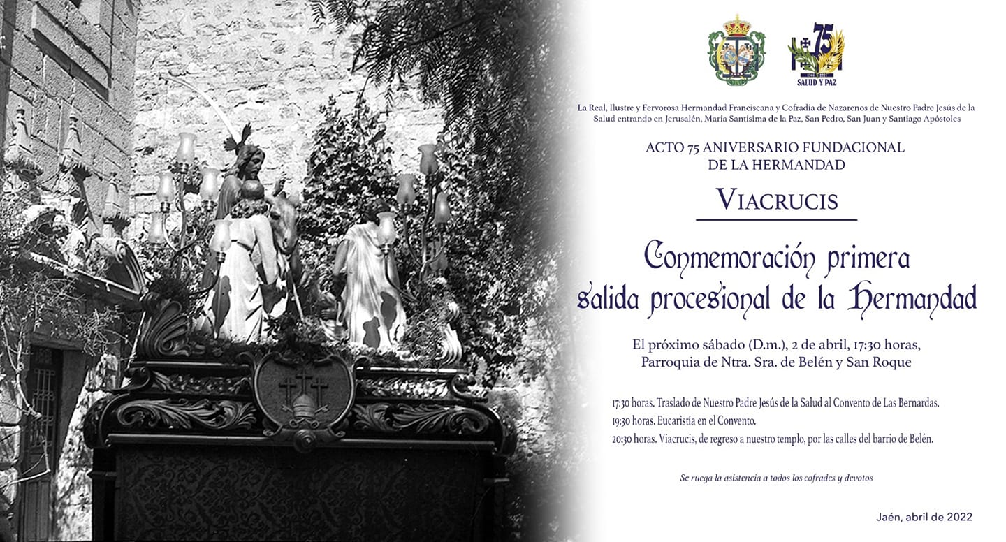 La Hdad de la Borriquilla de Jaén realizará el 02 de Abril un Vía Crucis por el LXXV aniversario de su fundación como Cofradía de Pasión