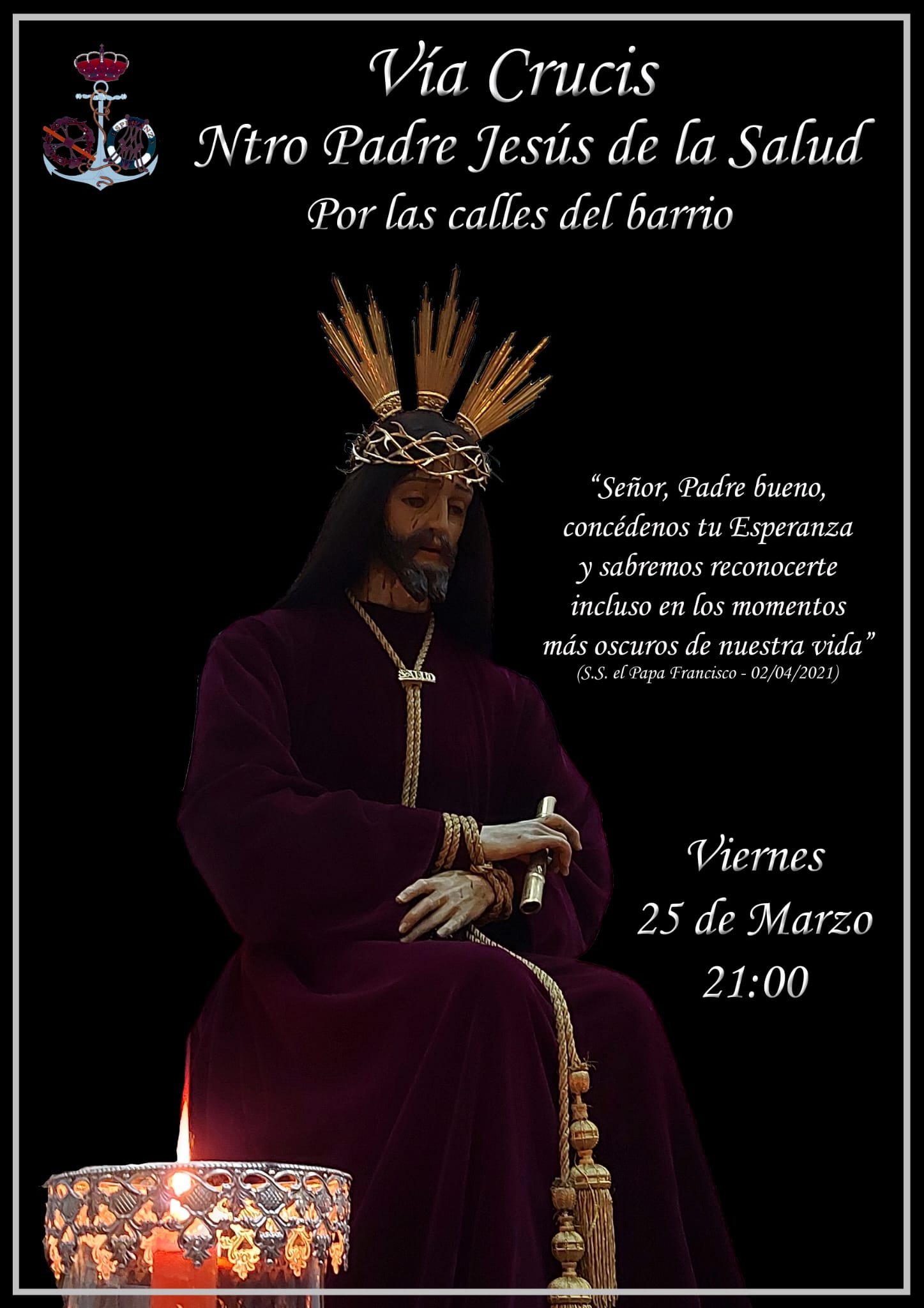 Horario e Itinerario Vía Crucis de Jesús de la Salud (Hdad Cigarreras) este 25 de Marzo en Cádiz