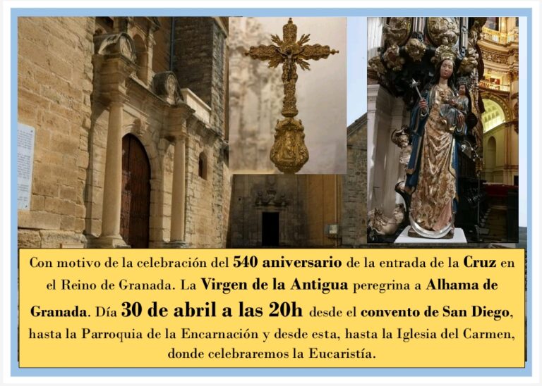 Nuestra Señora de la Antigua irá a la Alhama el 30 de Abril