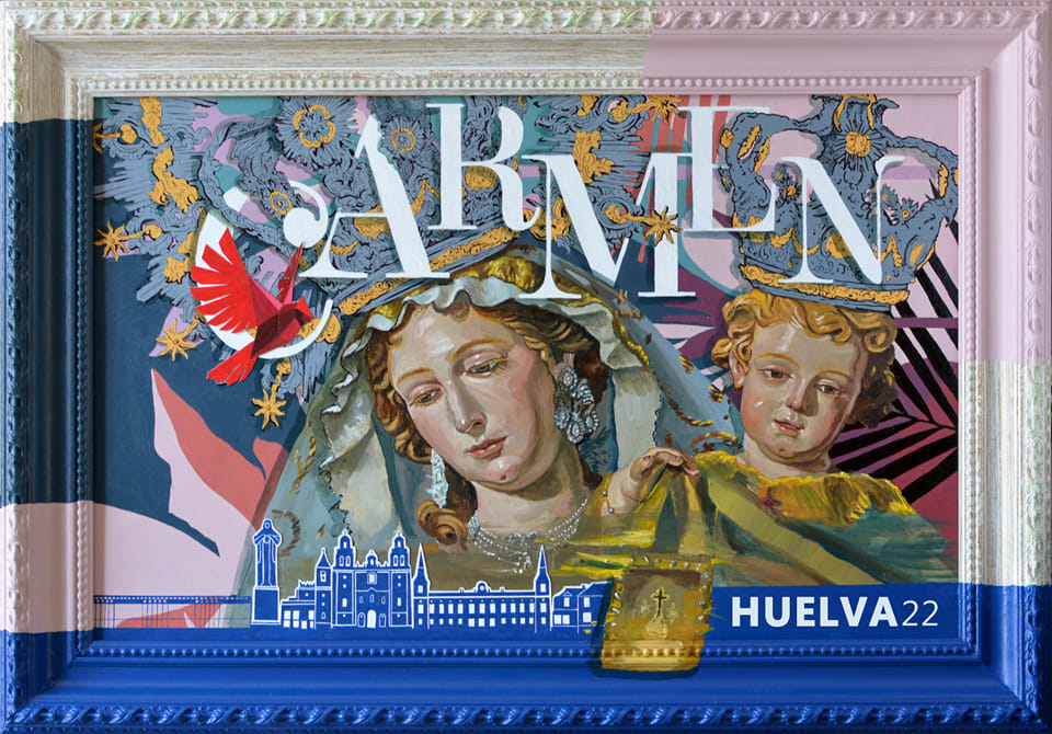 Cartel anunciador de los cultos de la Hermandad del Carmen de Huelva