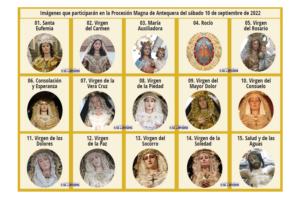Estas son las Quince imágenes que participaran en la procesión Magna de Antequera