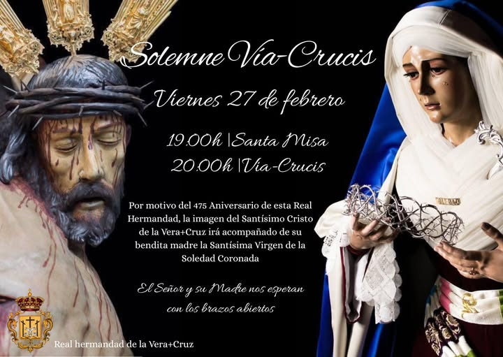 Horario e Itinerario Vía Crucis Extraordinario Vera-Cruz. Salteras 27 de Febrero del 2026